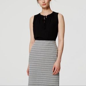 LOFT • White & Black Textured Stripe Pencil Skirt